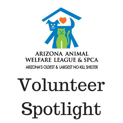 Arizona Animal Welfare League & SPCA logo features a cat, dog, and heart inside a house shape.