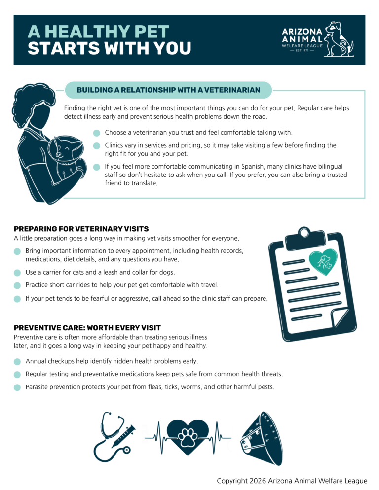 First page of the A Healthy Pet Starts with You handout